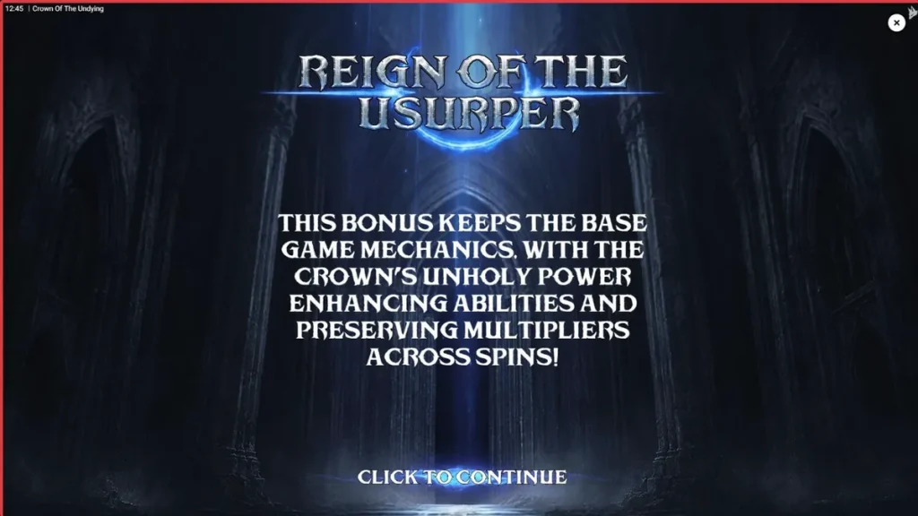 Crown of the Undying slot game dark fantasy interface